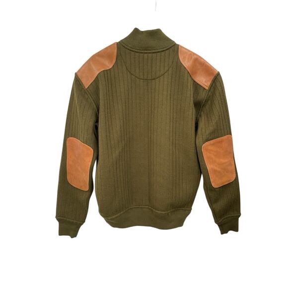 J.L. Powell The Sporting Life Sweater Green Leather Elbow Patches Size Medium - Picture 6 of 16